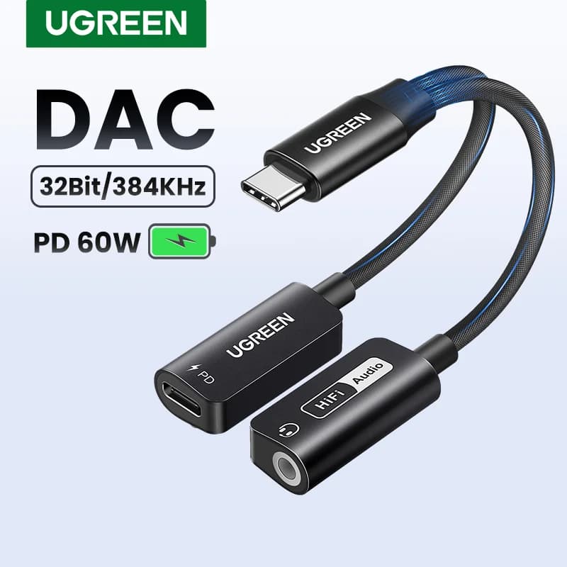 USB-C - 3,5 mm-es AUX audio adapter DAC-kal
