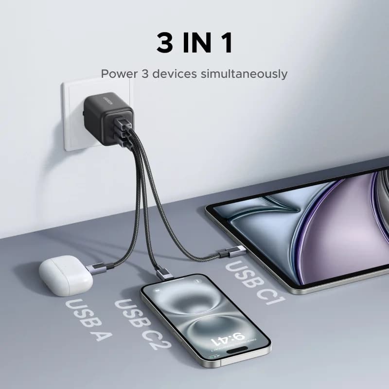 45W GaN USB-C fali töltő, EU konnektorral